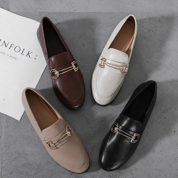 plus size 44 spring designer shoes woman quality leather slip on flats shoes for women loafers ladies shoe zapatos de mujer jj22, Black